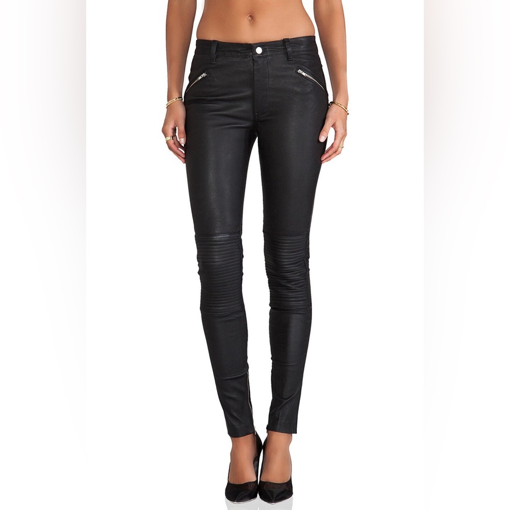 BLK DNM Genuine Black Leather Moto Pants Size 6 S/M
